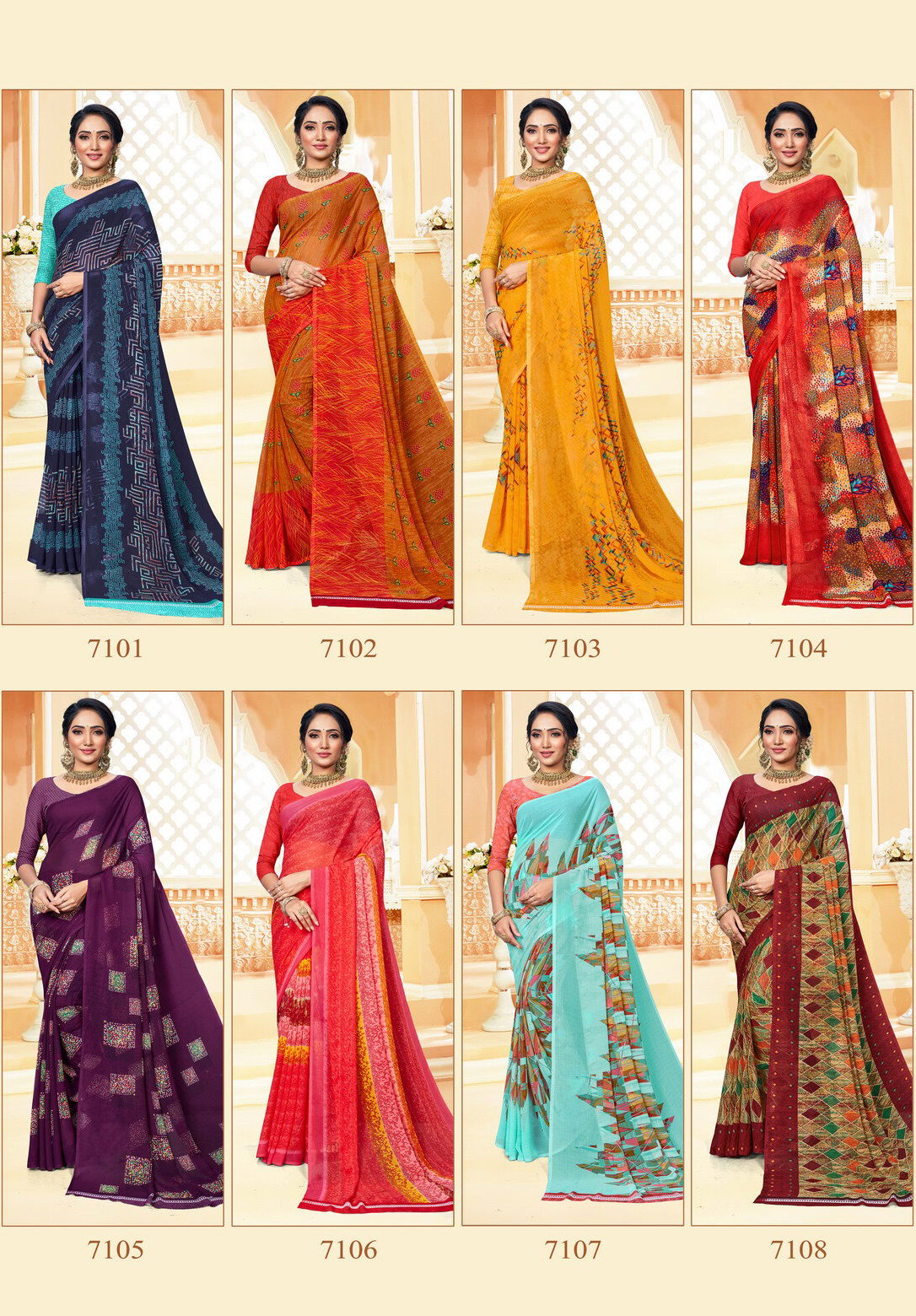 Saroj Spring Georgette 2 Fancy Regular Wear Georgette Saree Collection